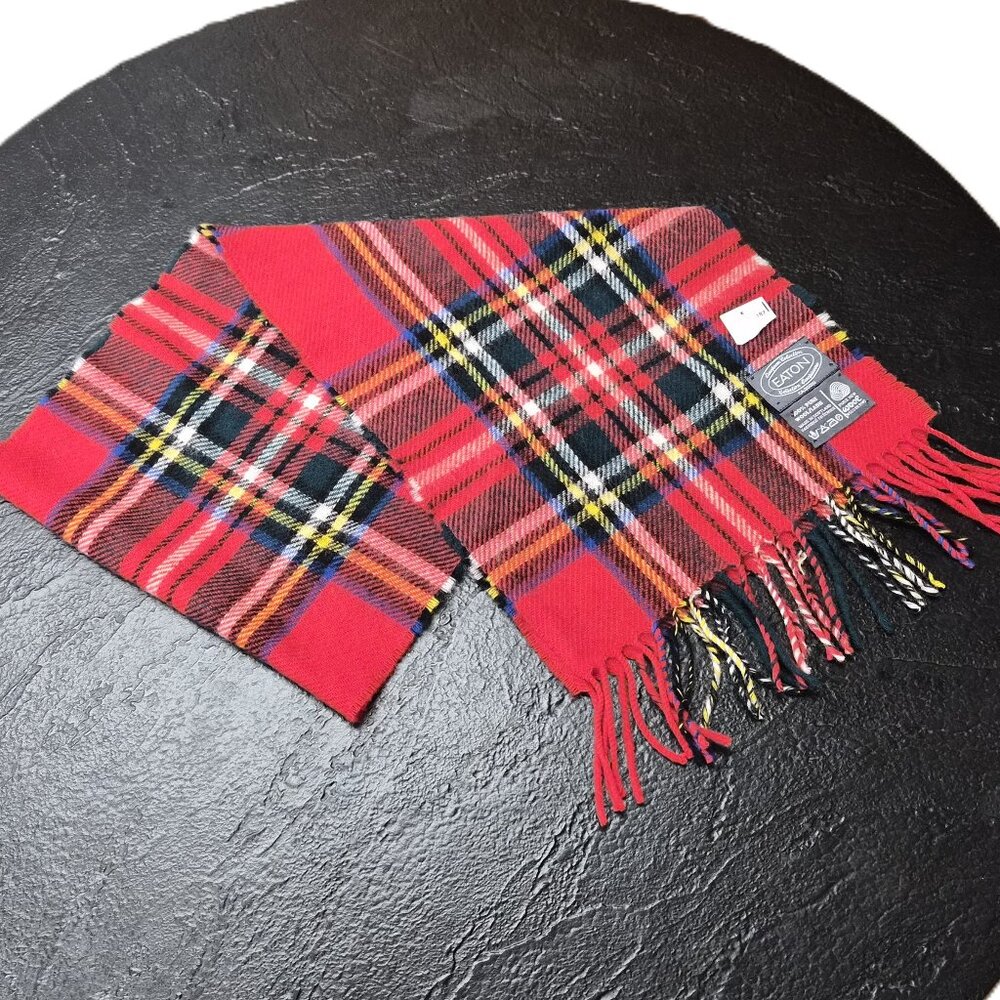 VTG Royal Stewart Wool Scarf Eaton European Collection Preppy Lauren Holiday Ivy